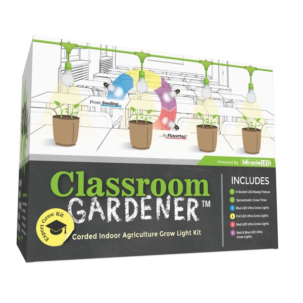 Miracle Led Classroom Gardener 4-Socket Corded Expert LED Grow Kit w/ Timer Controls 607988
